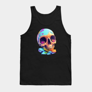 Colorful Flowers Skull with Love Tank Top